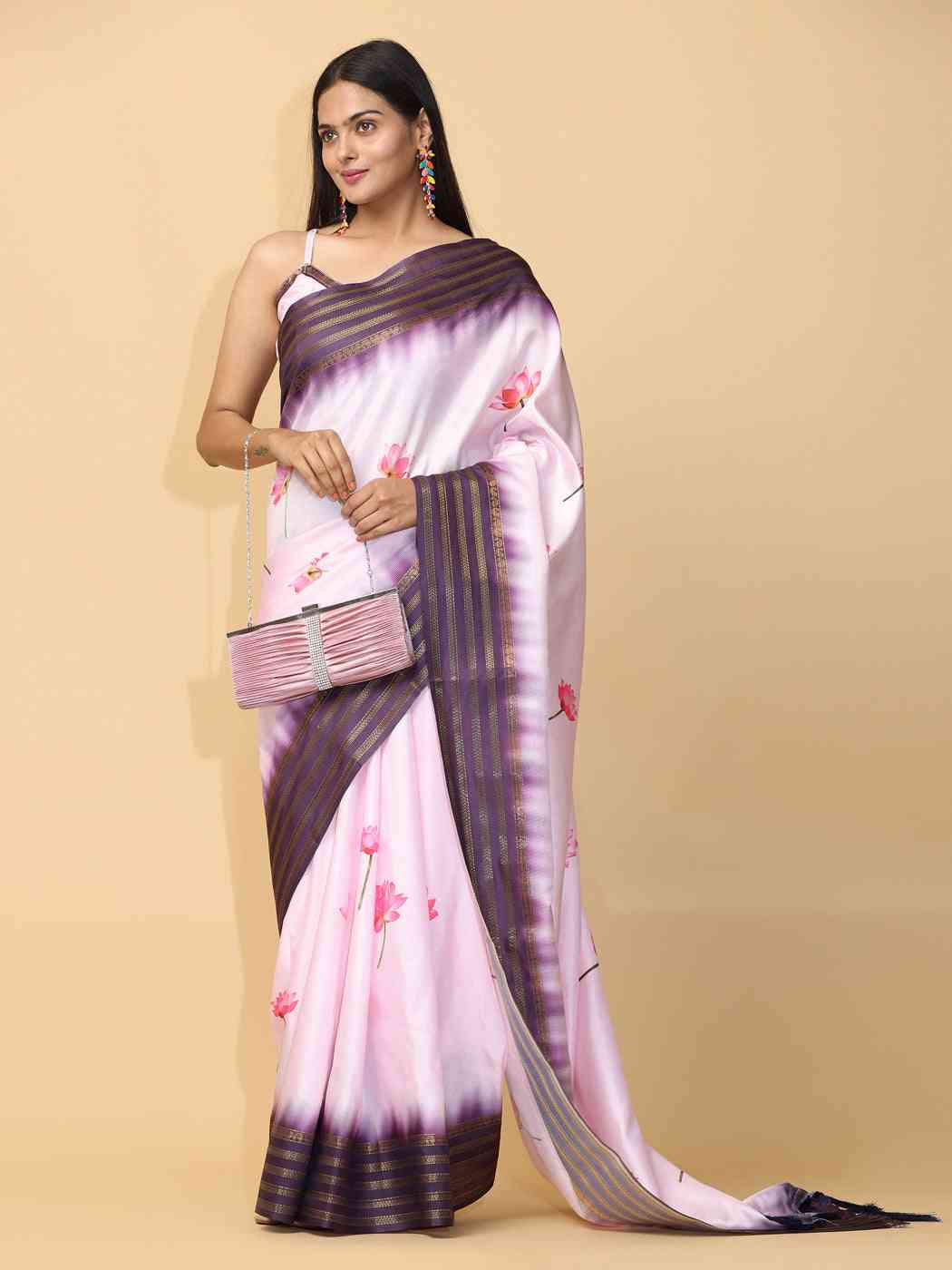 Pink Colour Soft Silk Pichwai Digital Print Saree by My Store