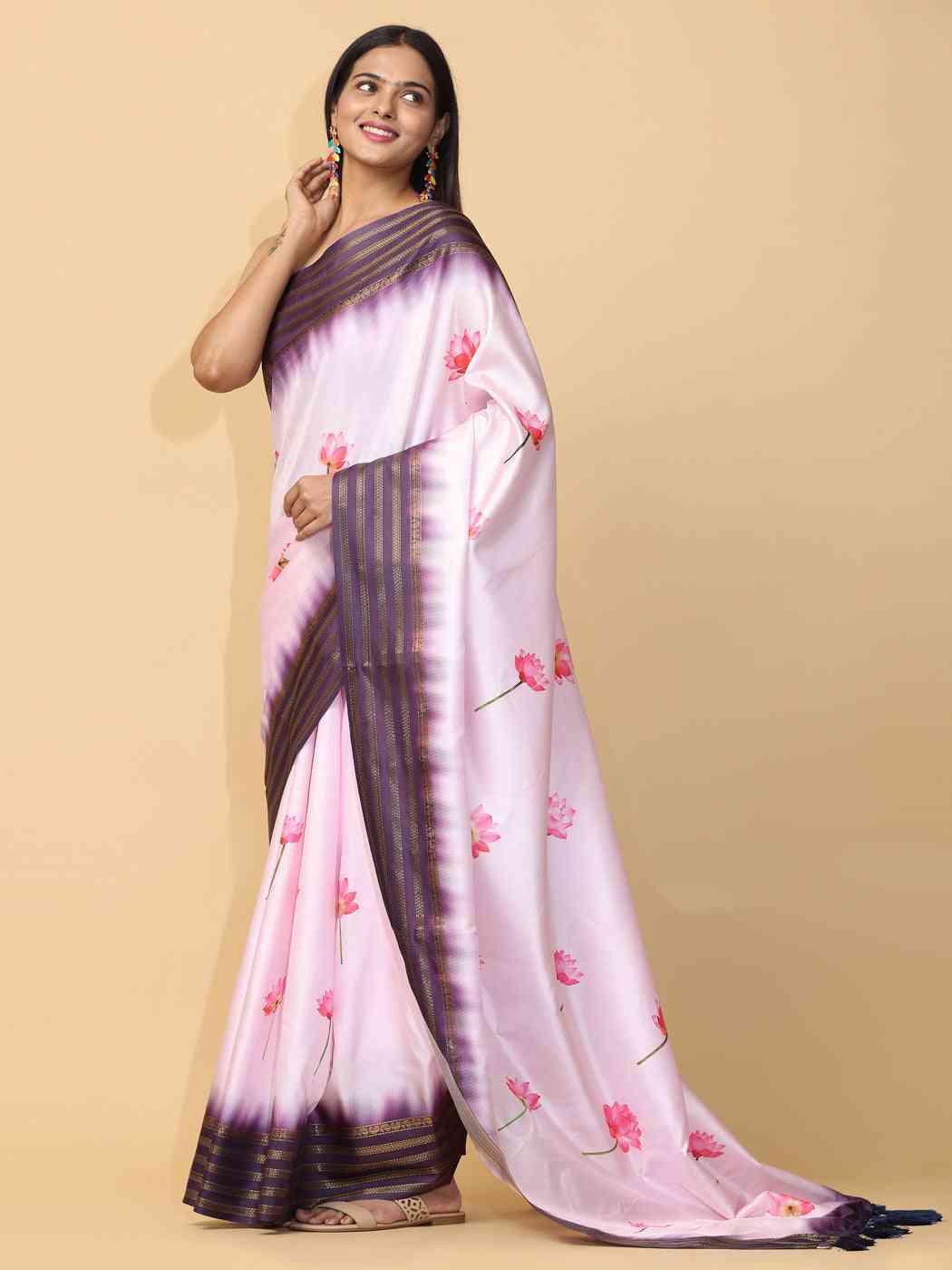 Pink Colour Soft Silk Pichwai Digital Print Saree by My Store