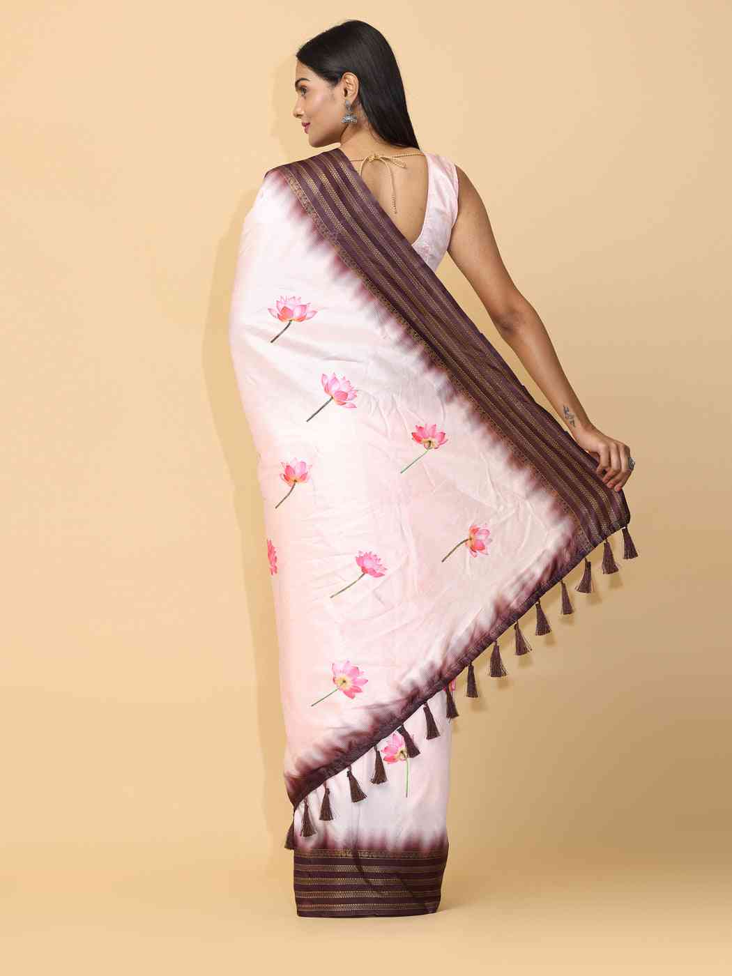 Peach Colour Soft Silk Pichwai Digital Print Saree