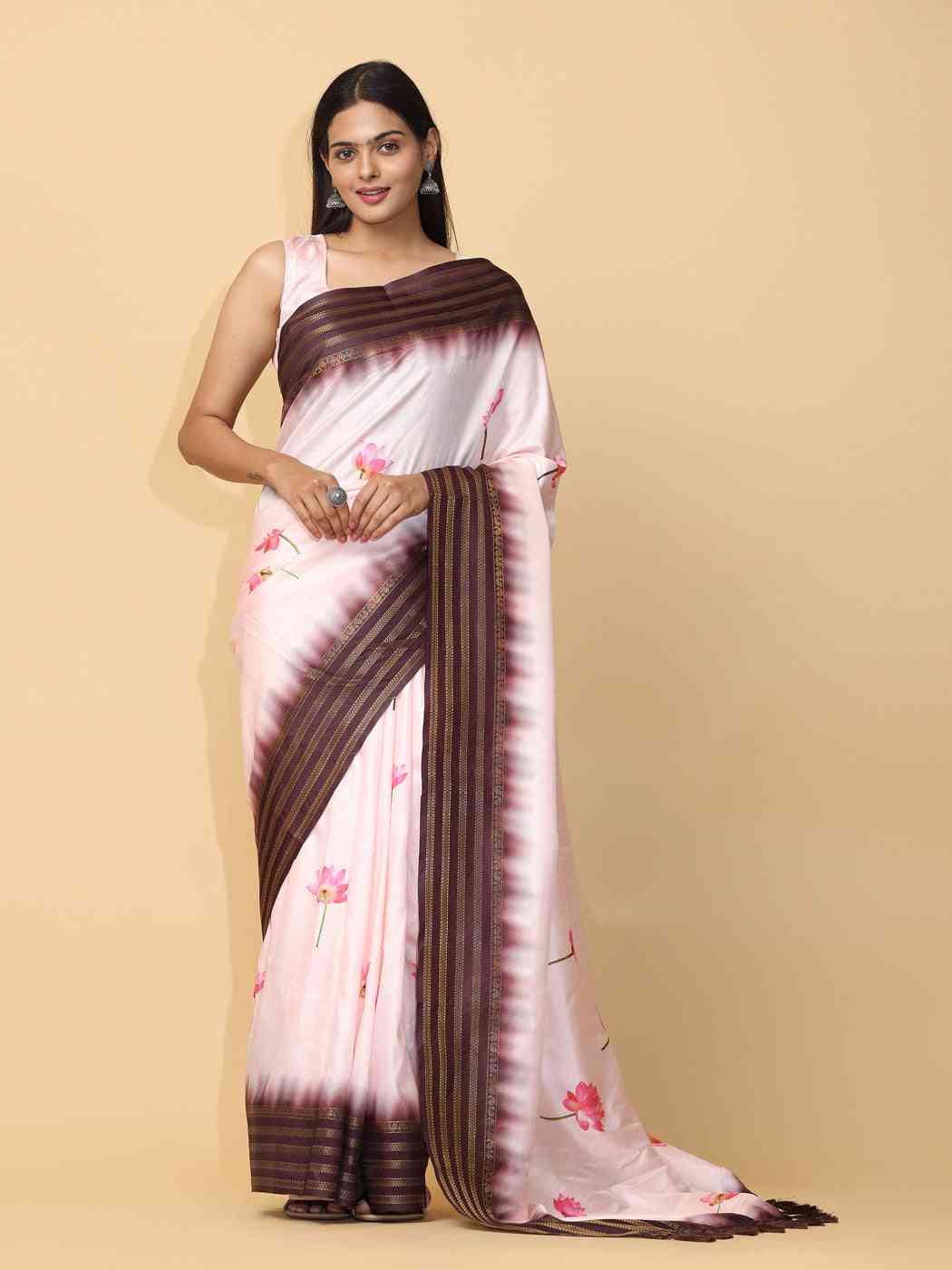Peach Colour Soft Silk Pichwai Digital Print Saree
