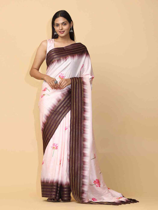 Peach Colour Soft Silk Pichwai Digital Print Saree by My Store