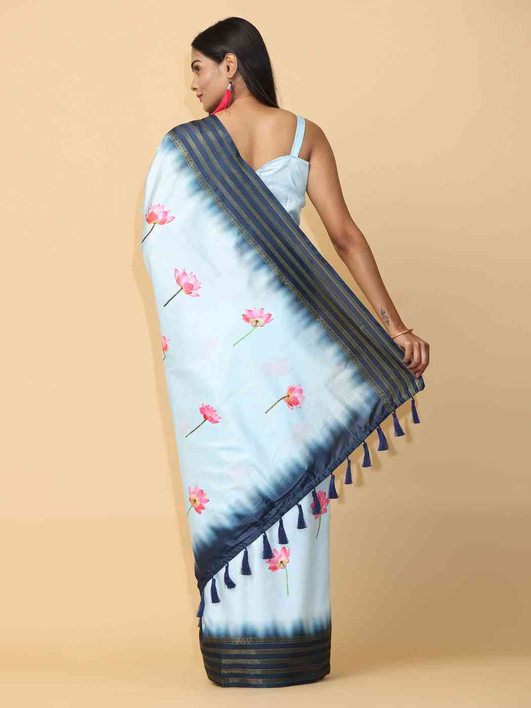 Blue Colour Soft Silk Pichwai Digital Print Saree