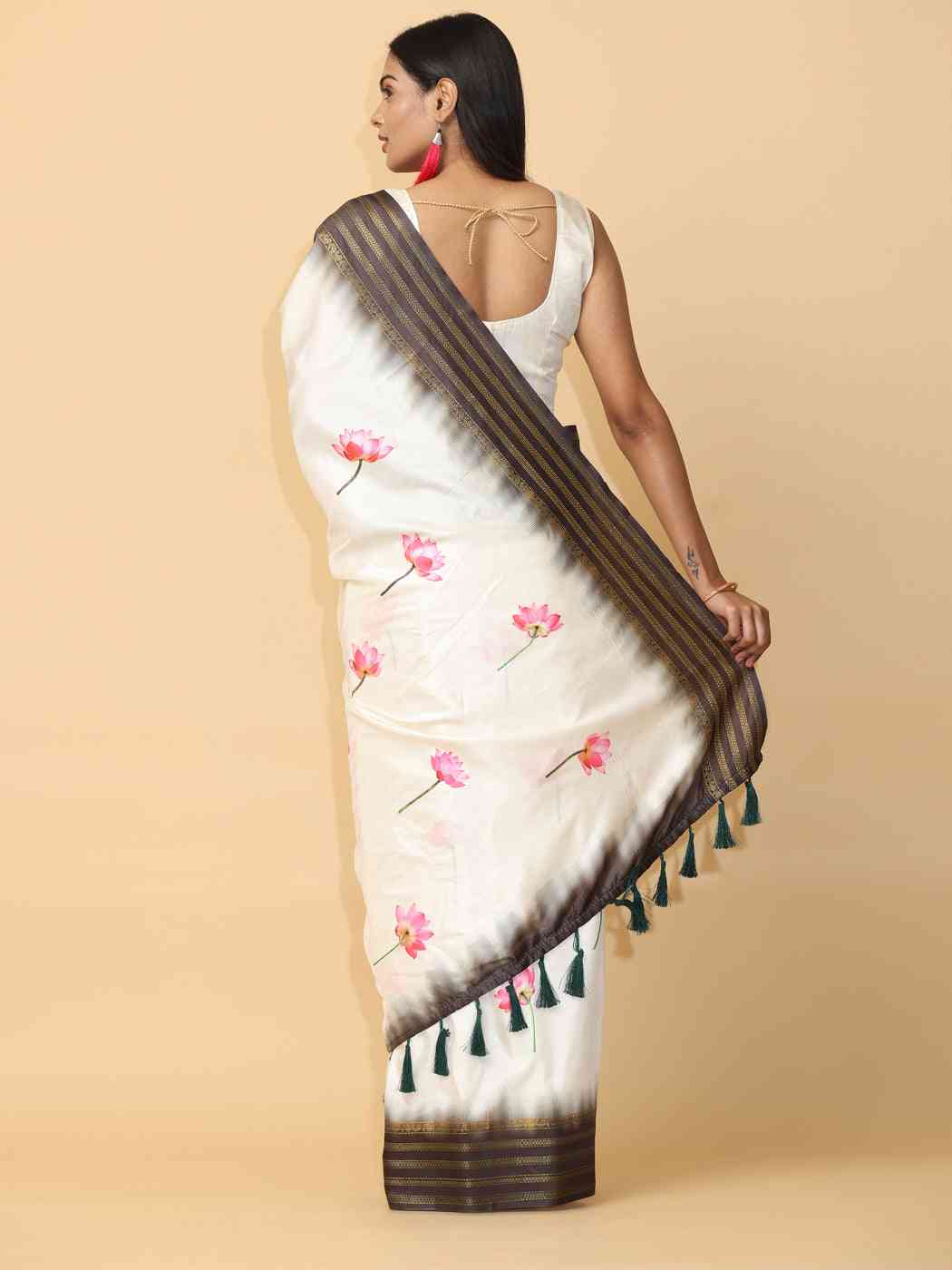 White Colour Soft Silk Pichwai Digital Print Saree