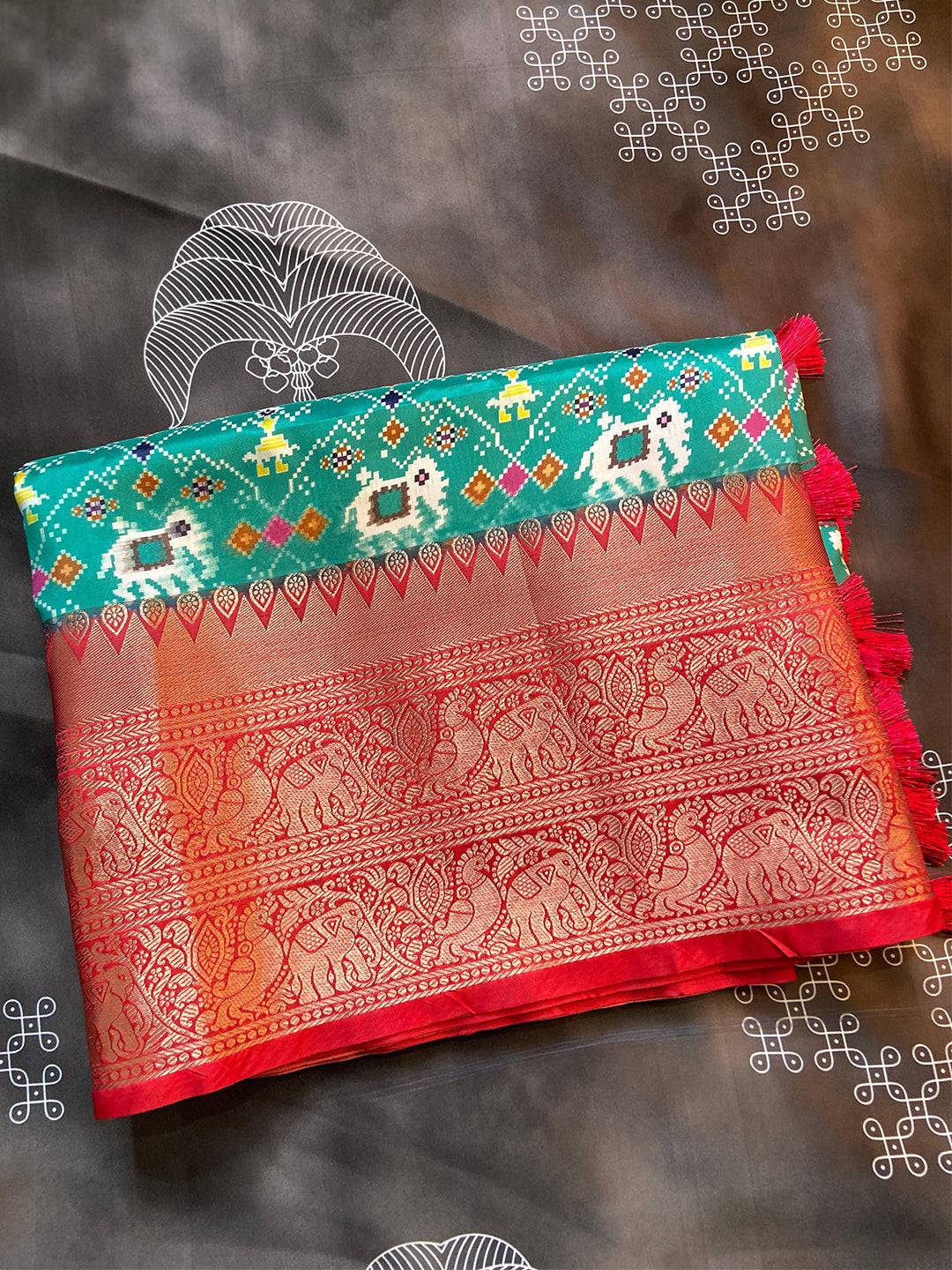 Rama Patola Digital Print Saree by My Store