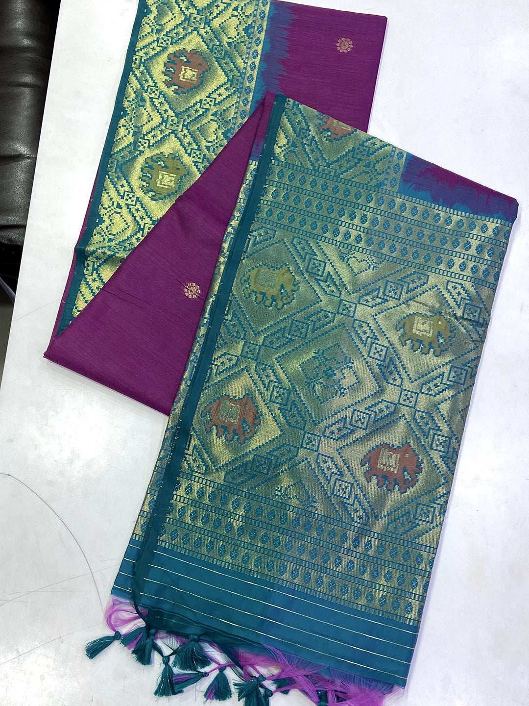 Royal Purple Silk Zari Weaving Saree by My Store