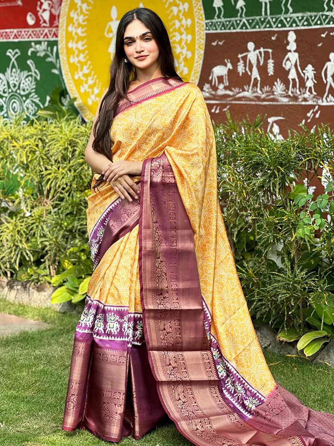 Soft Silk Bandhej Digital Printed Saree by My Store