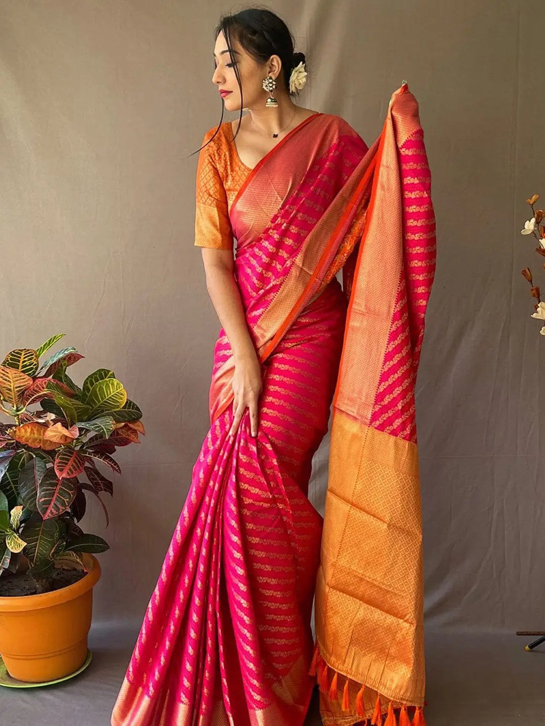 Elegance with the Hot Pink Patola Saree by My Store