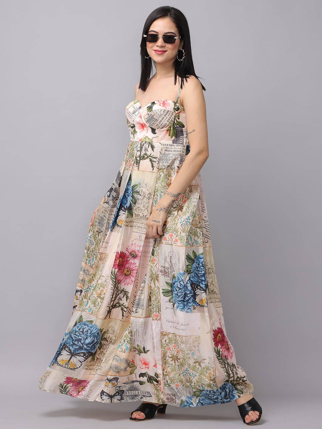 Sweetheart Neck Multi Color Dress by My Store