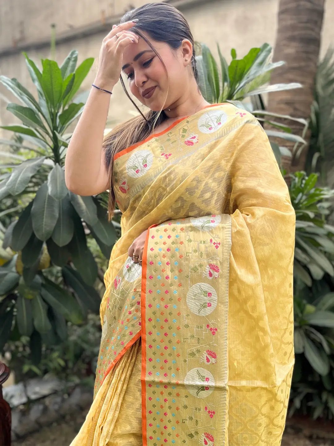 Stunning Kota Doria Soft Silk Minakari Patola Weaving Saree