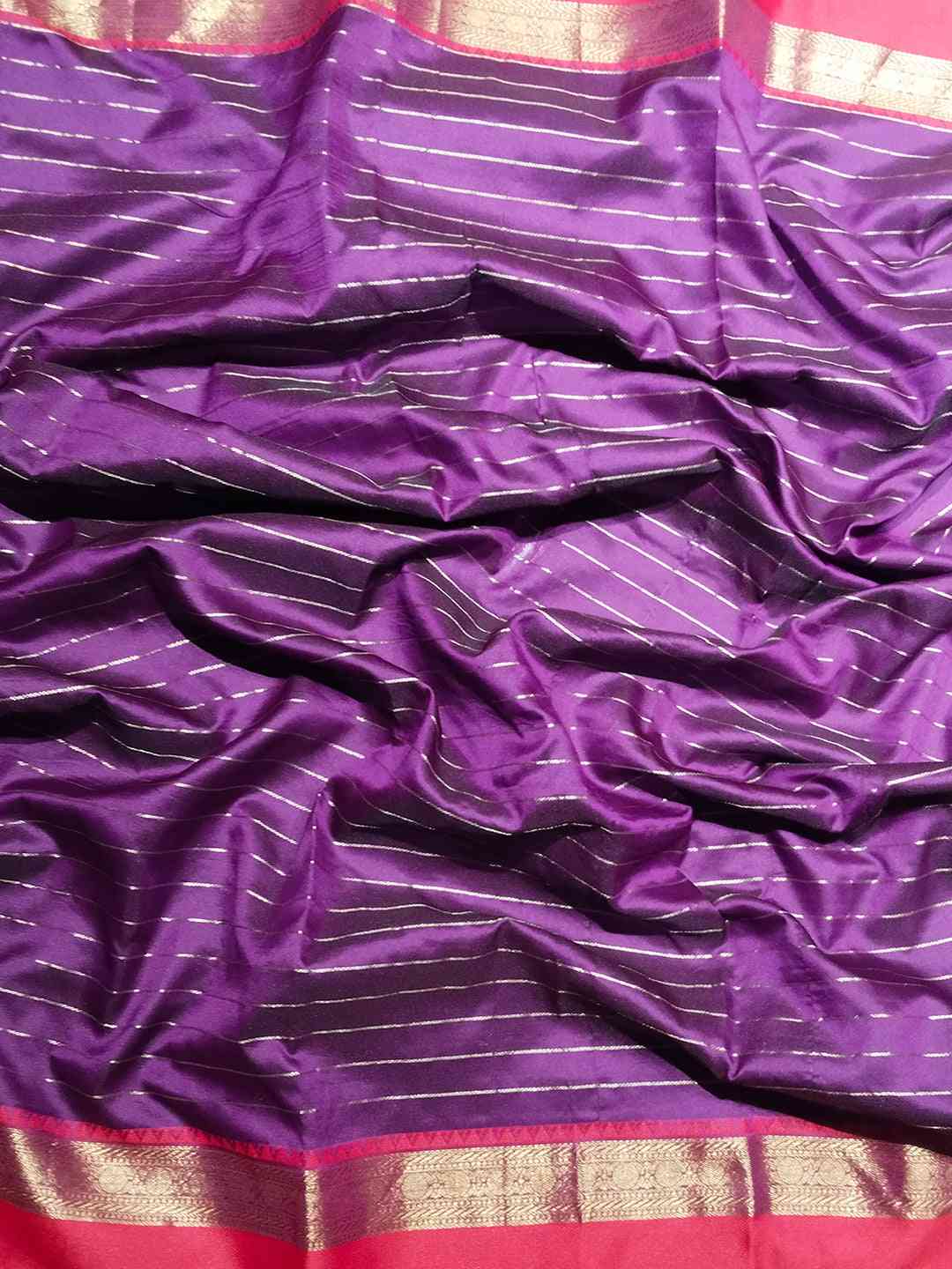 Purple Silk Woven Kanchi Banarasi Saree by My Store