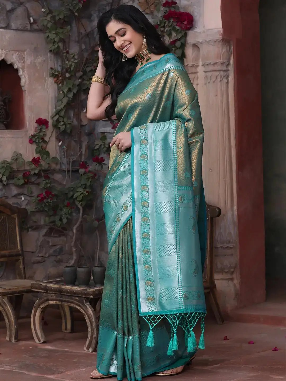 Kanjivaram Silk Saree With Zari Work by My Store