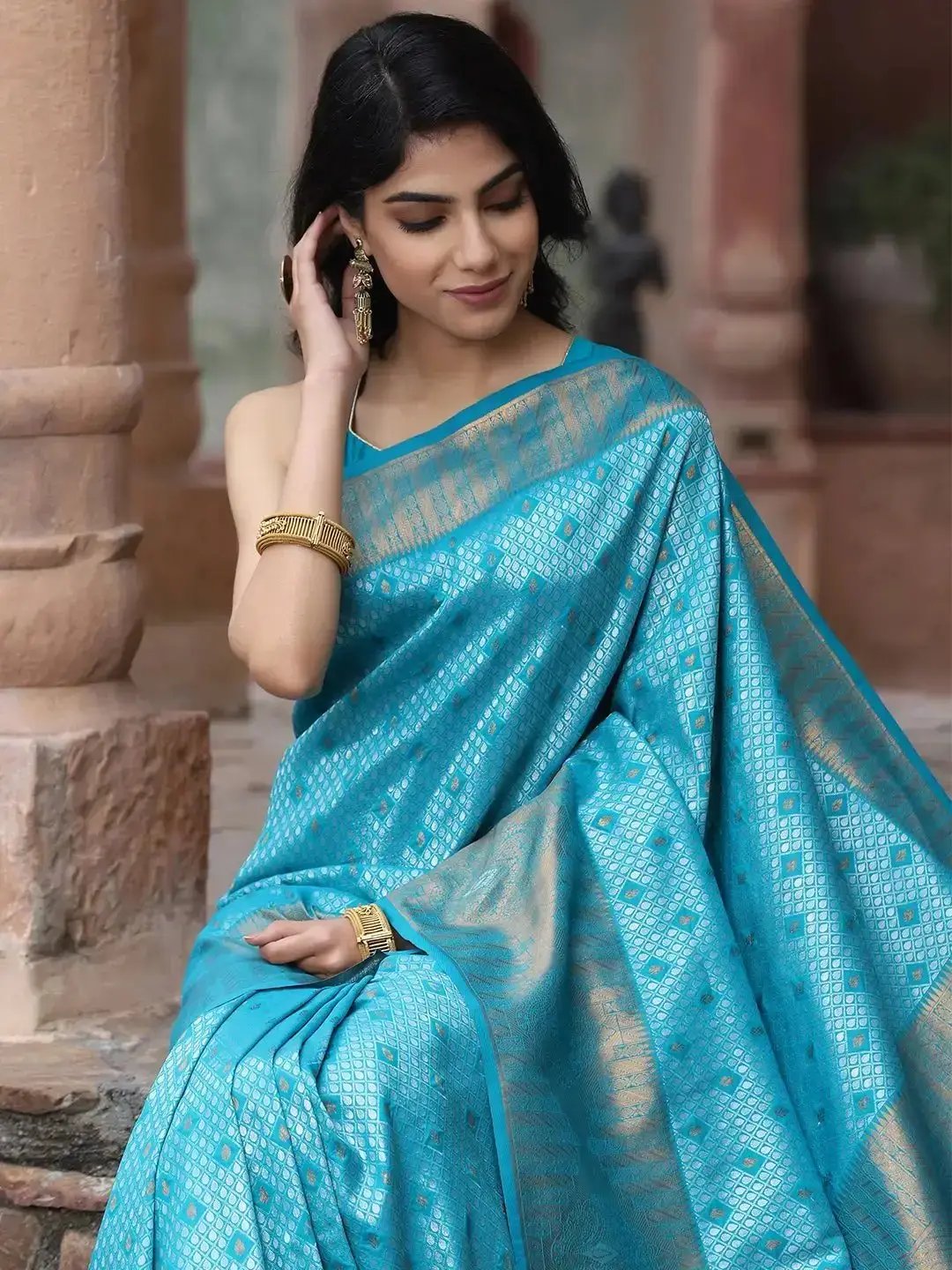 Kanjivaram Silk Saree With Zari Work by My Store