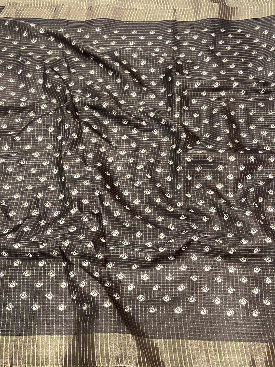 Floral Printed Coffee Brown Chanderi Saree