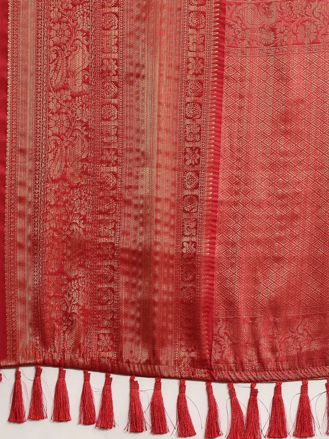 Red Colour Digital Floral Print Pattu Banarasi Silk Saree by My Store
