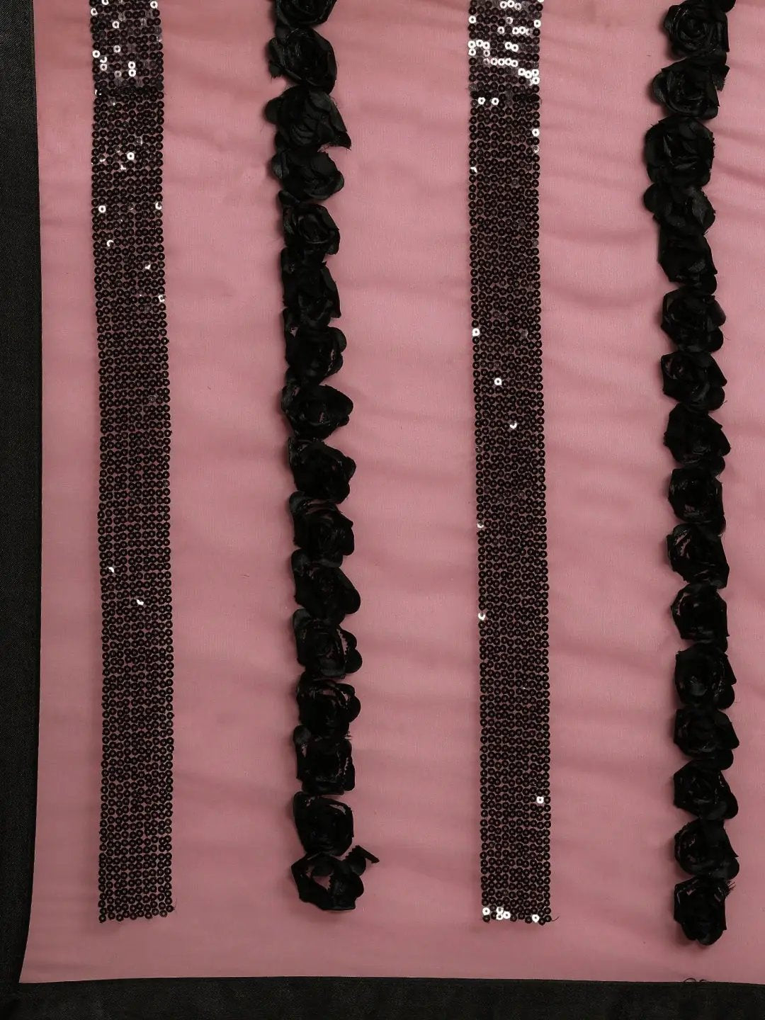 Poly Georgette Ribbon 3D Work Wine Colour Saree by My Store
