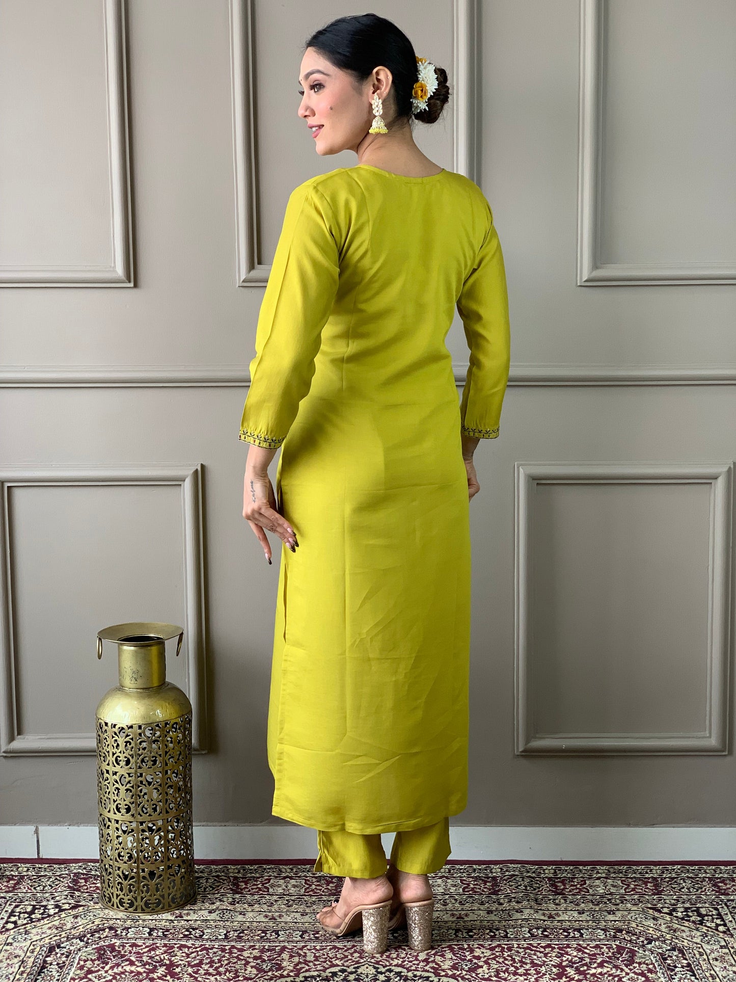 Designer Viscos Yellow Kurta Set