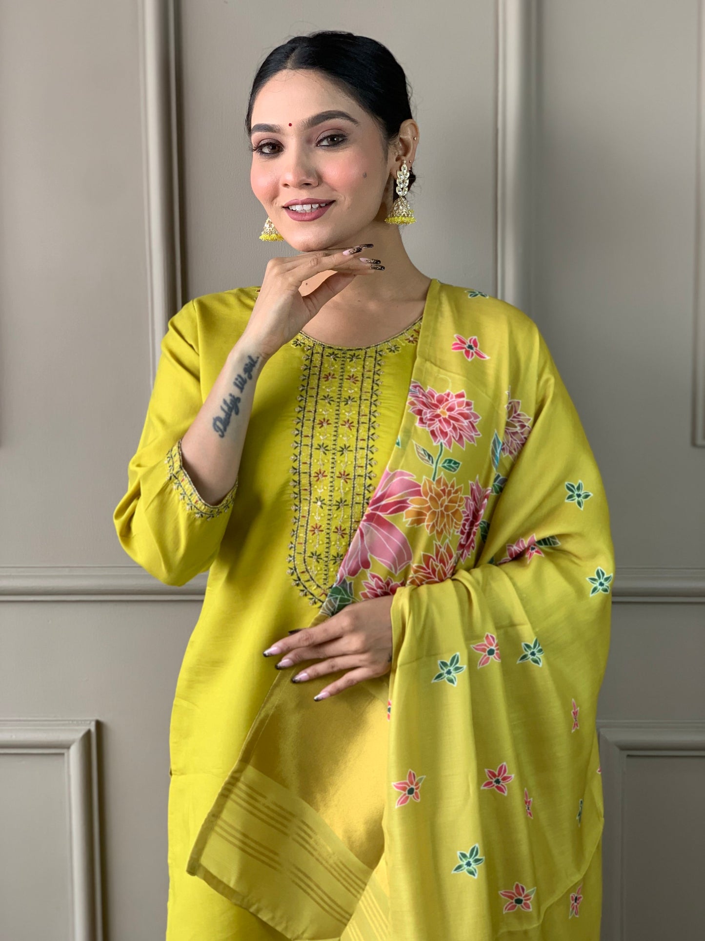 Designer Viscos Yellow Kurta Set