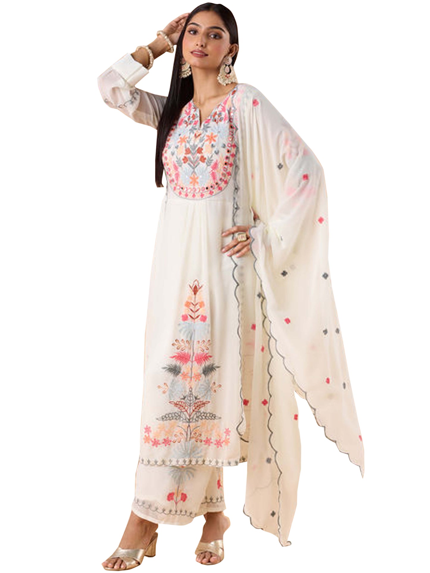 Ready To Wear Georgette White Kurta Set