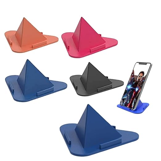 Three-Sided Triangle Desktop Stand Mobile Paradise Universal Phone Pyramid Shape Holder Desktop Stand (Multi Color) (Pack of 5) Mobile Holder