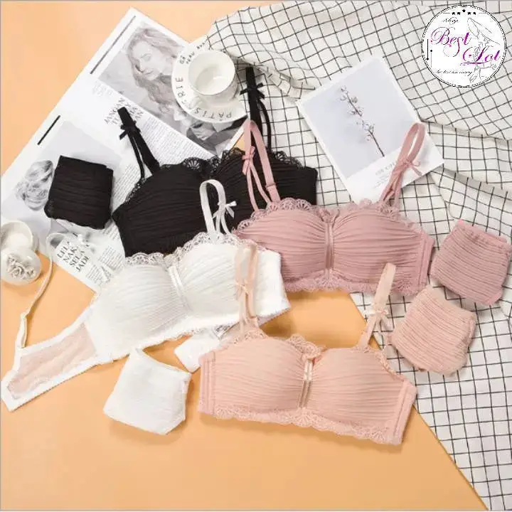 Women's Lightly Padded Wire Free Bra Panty Lingerie Set for Girl's Combo (Pack of 4) - My Store
