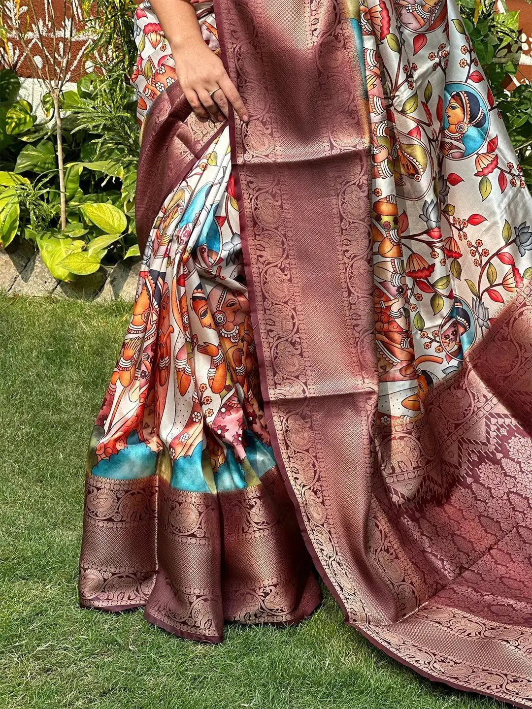 Soft Silk Kalamkari Digital Print Saree by My Store