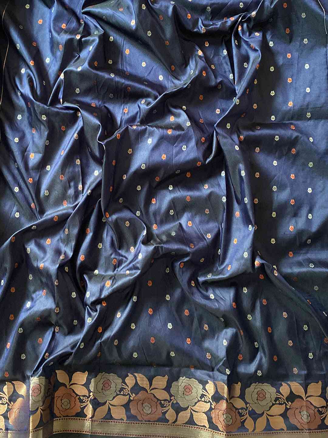 Navy Blue Colour Banarasi Silk Zari Woven Saree