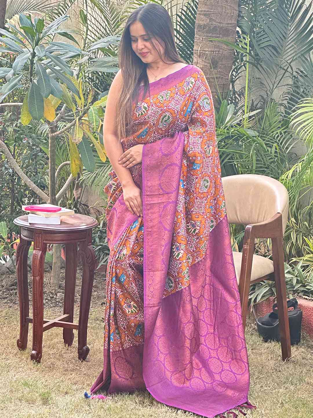 Honey Yellow Colour Dola Silk Saree With Gold And Silver Zari Work by My Store