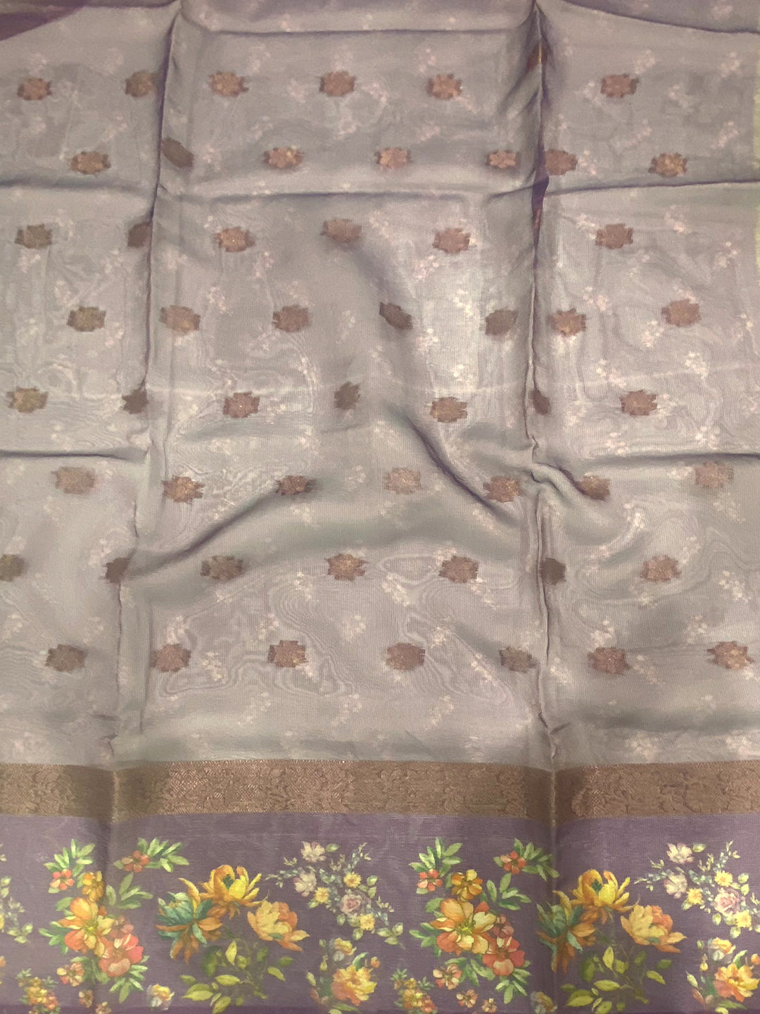 Wine Tissue Digital Floral Saree