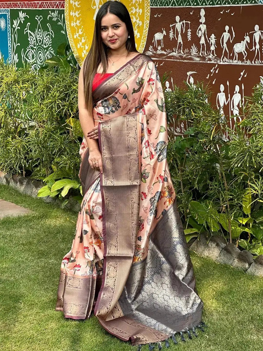 Soft Silk Kalamkari Digital Print Saree
