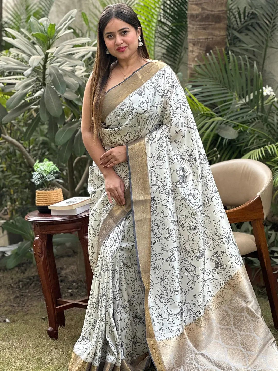 Stunning Kalamkari and Block Print Work Saree by My Store