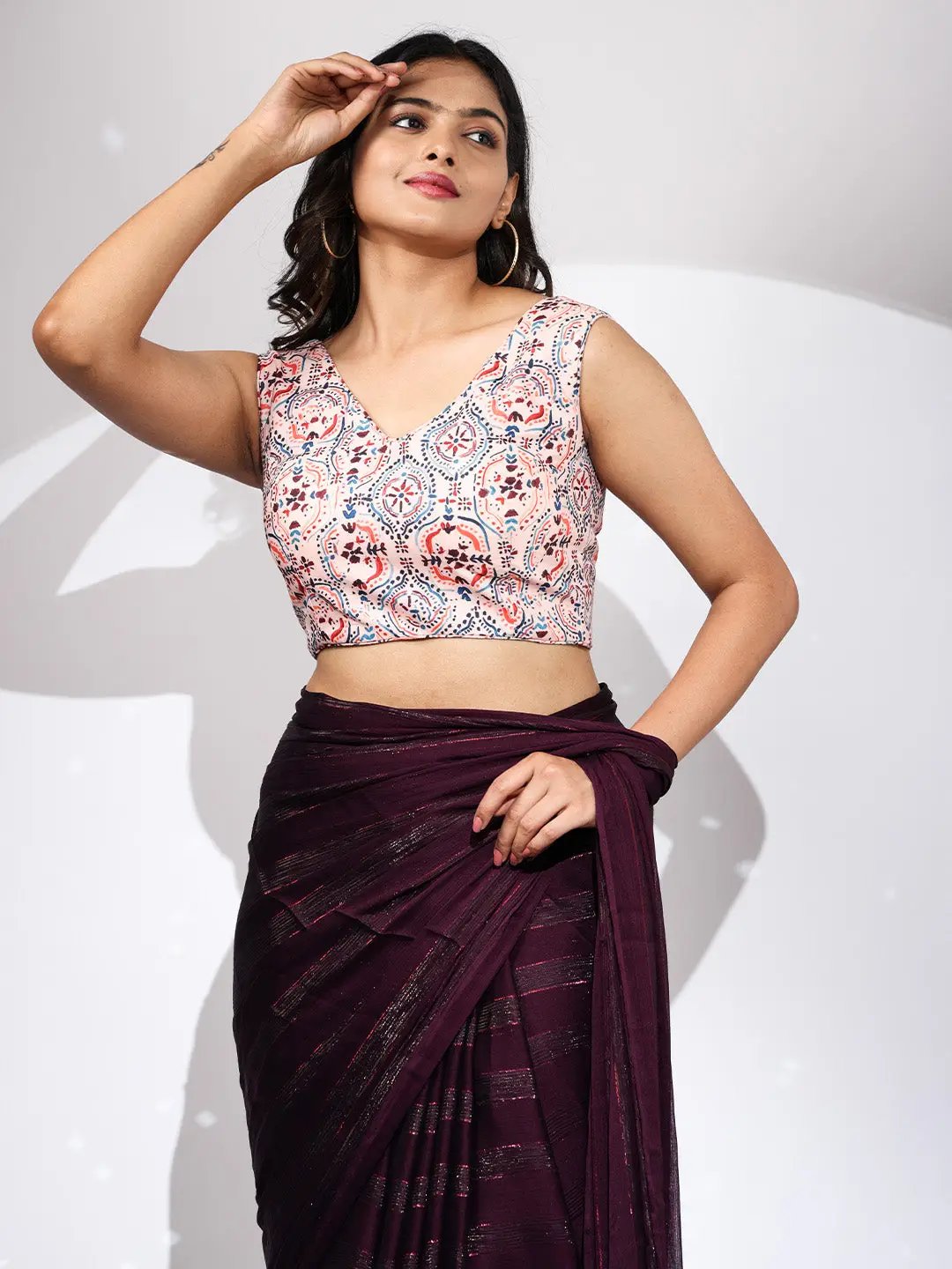 Pure Chiffon Dual Tone Designer Saree by My Store