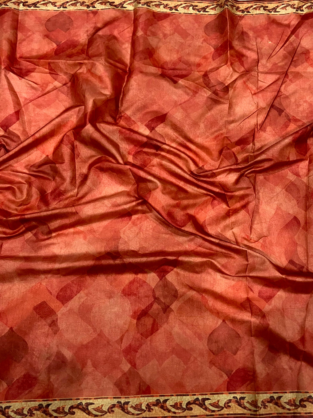Red Soft Dola Silk Printed Saree by My Store