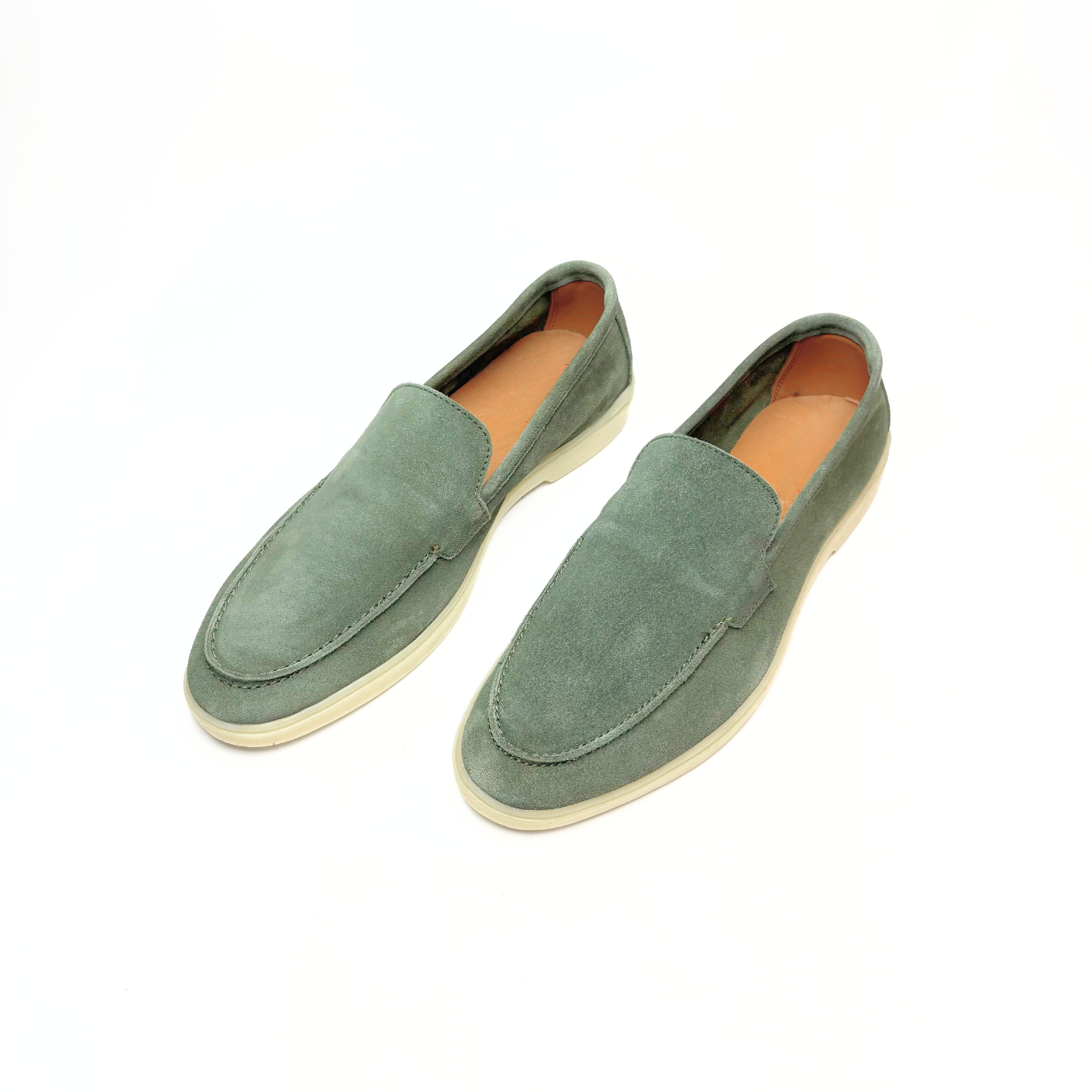 Old Money Suede Leather Loafers (Olive Green)