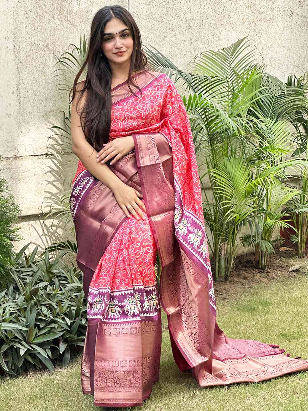 Soft Silk Bandhej Digital Printed Saree by My Store