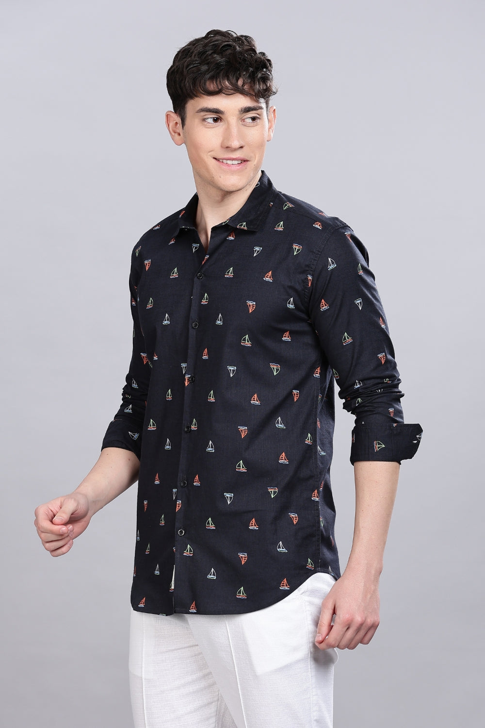 Navy Boat Club Printed Shirt