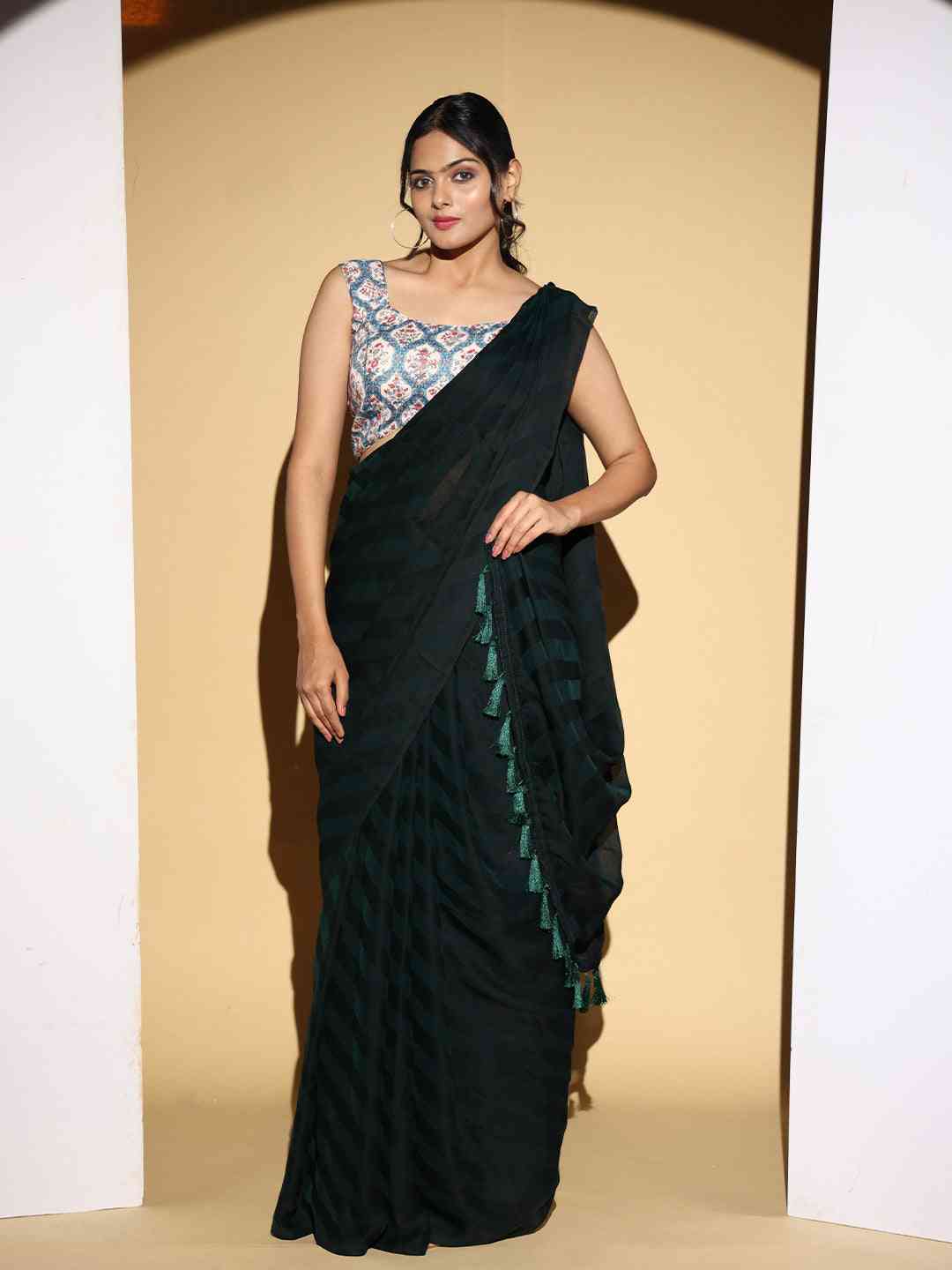 Pure Chiffon Dual Tone Designer Saree by My Store