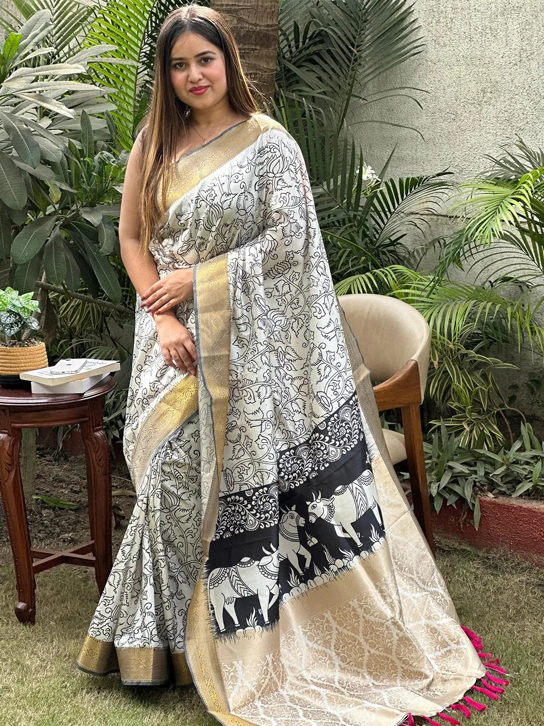 Stunning Kalamkari and Block Print Work Saree by My Store