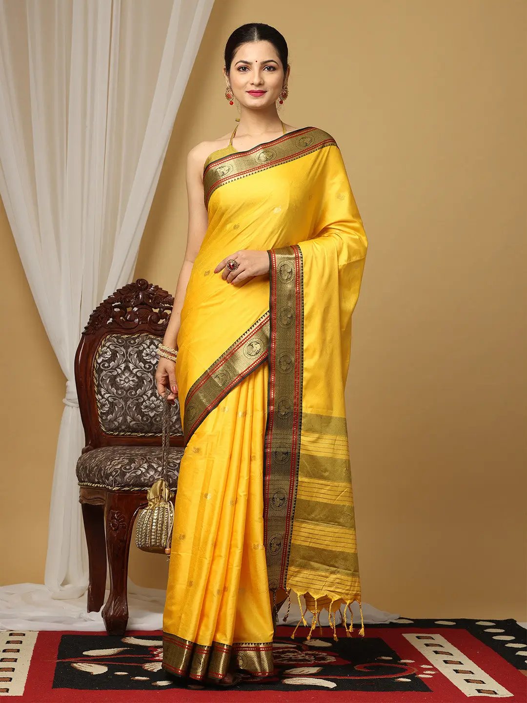 Exquisite Yevla Paithani Minakari Work Silk Saree by My Store