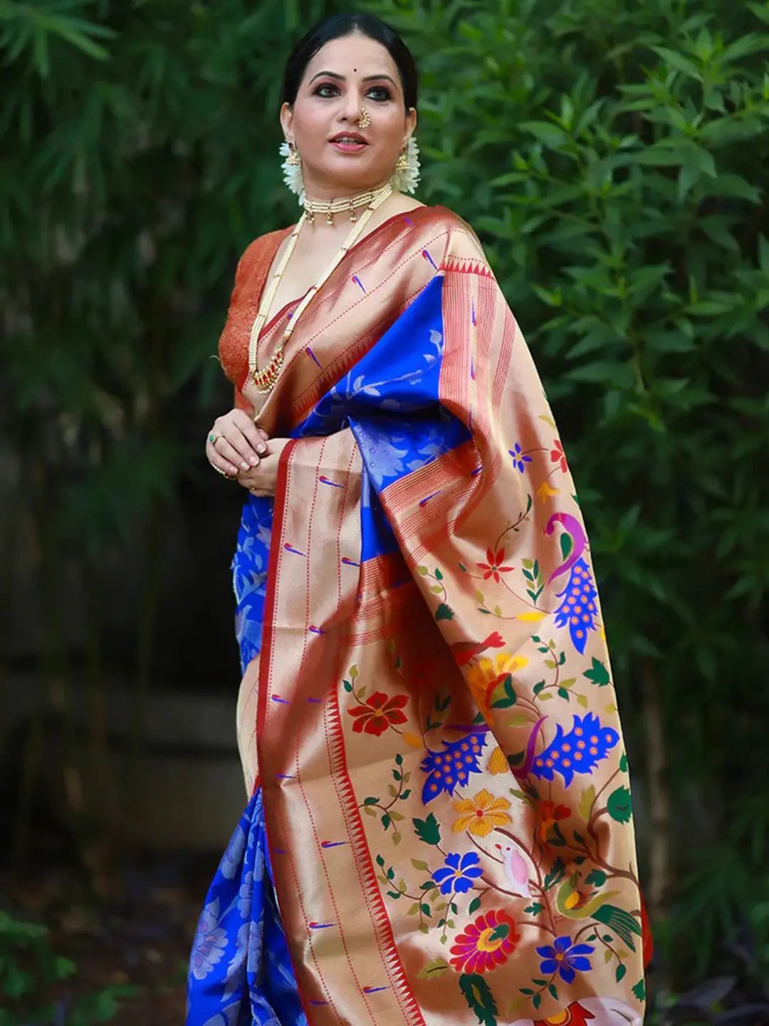 Sangeeta Renuke in Royal Blue Paithani Silk Pichwai Woven Saree by My Store