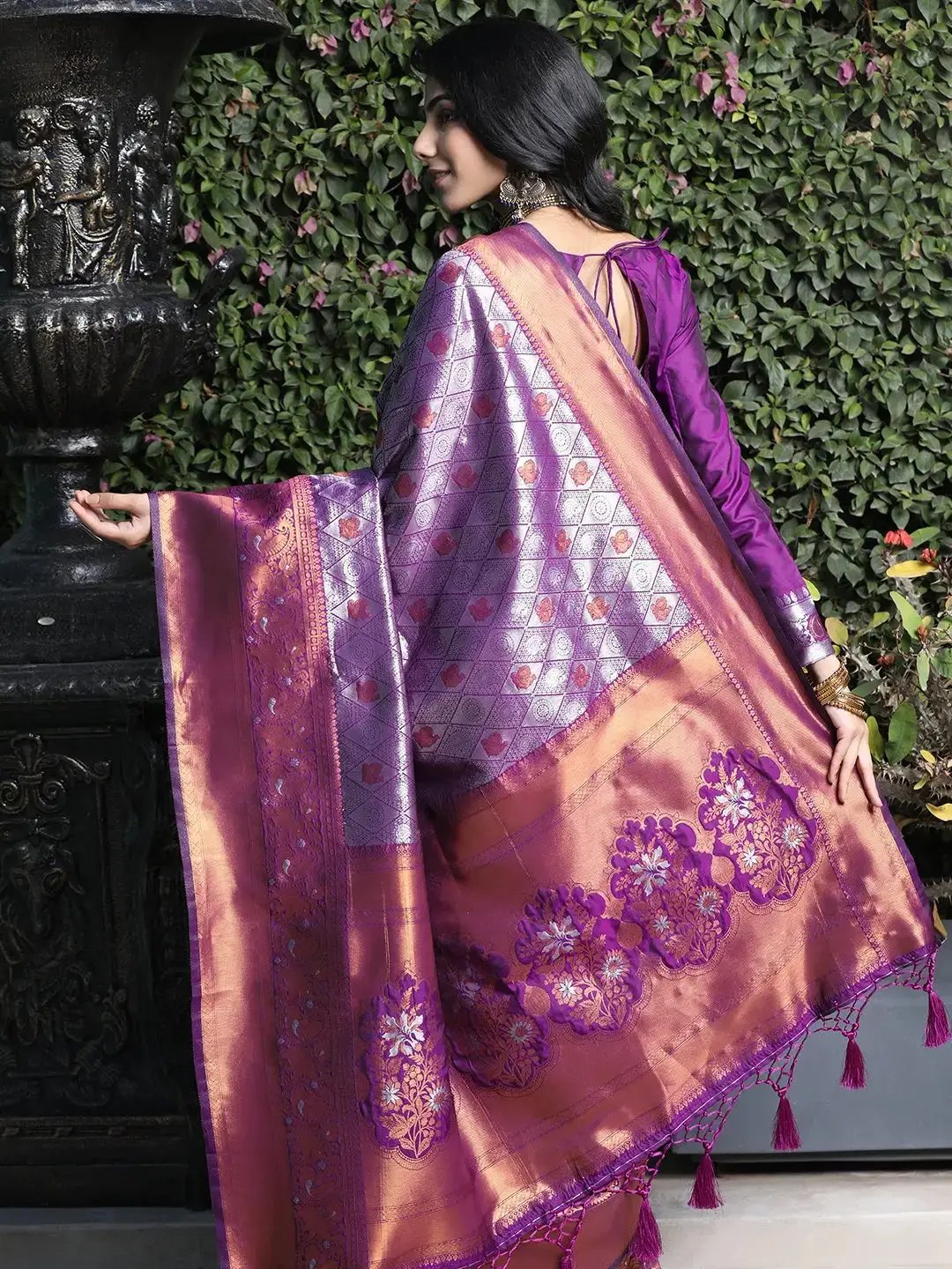 Kanjivaram Silk Saree With Zari Work by My Store