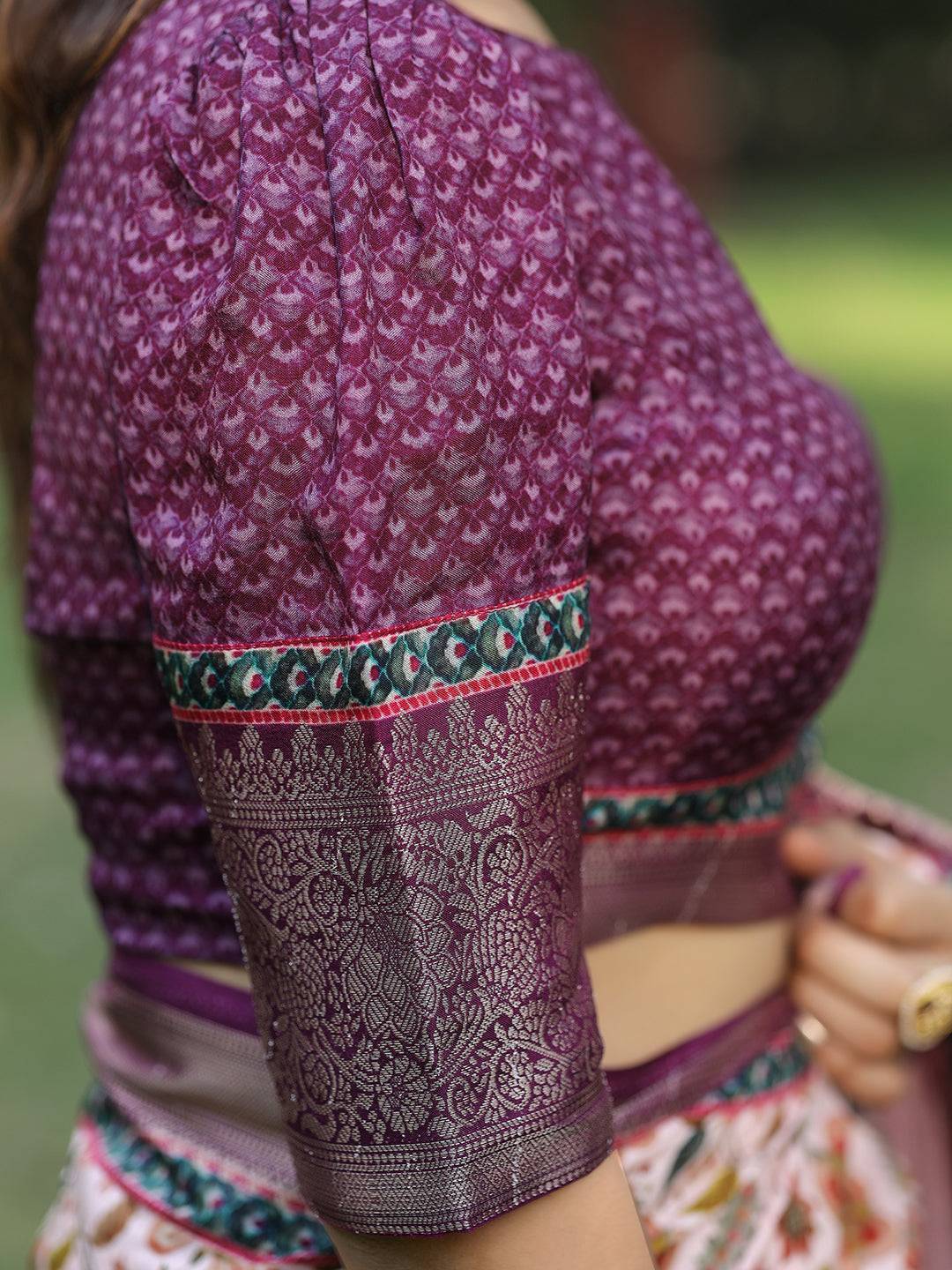 Pink Colour Phulkari Design Zari Weaving Pallu Saree - Luxe by My Store