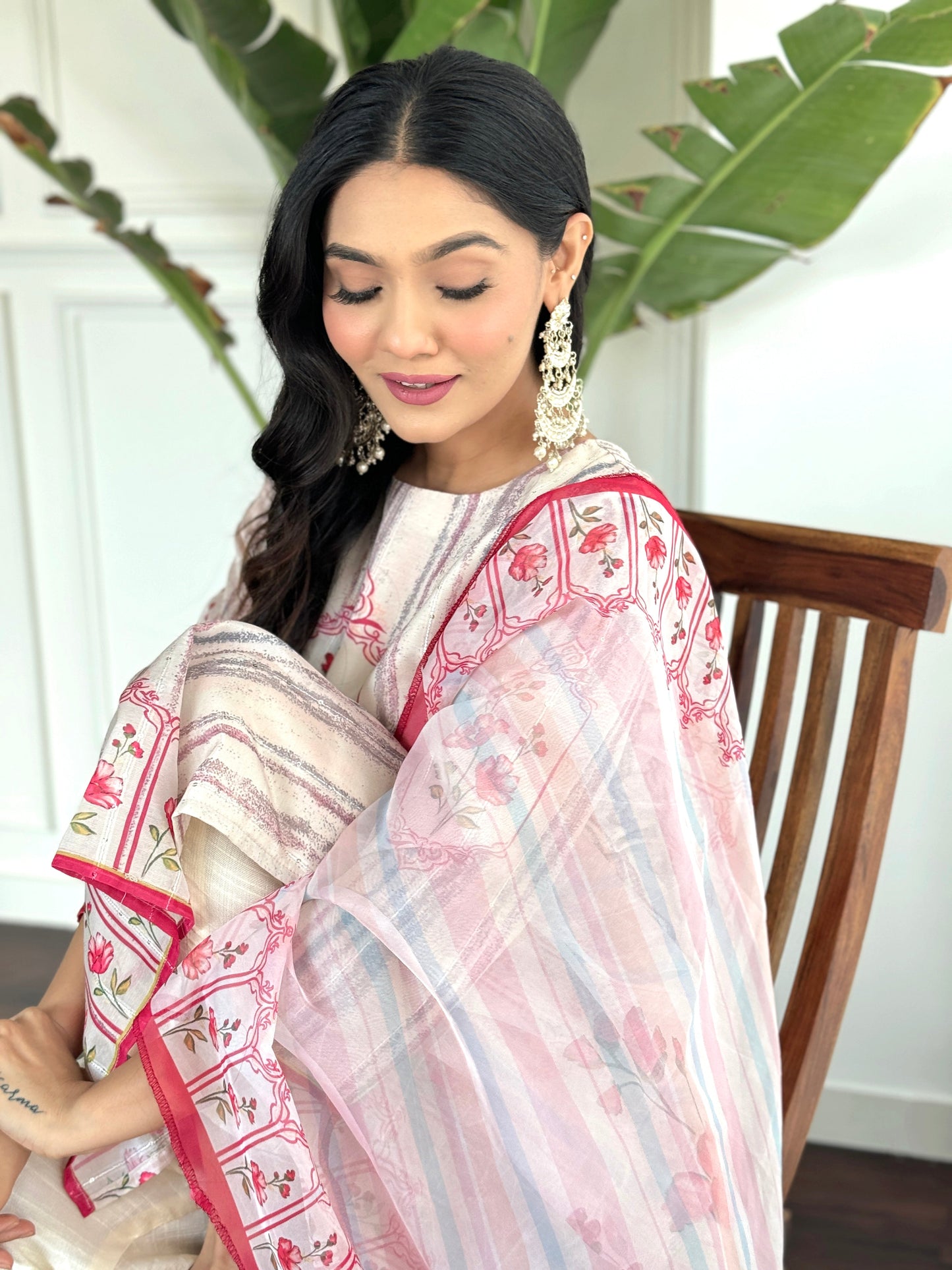 Festival Wear Muslin White Kurta Set