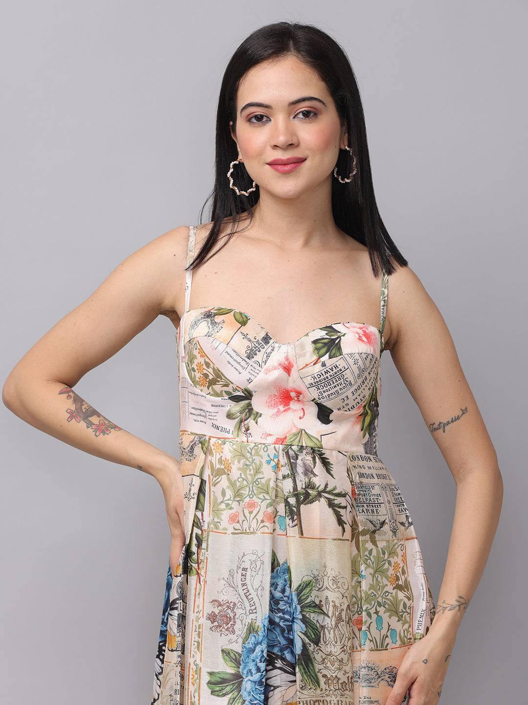 Sweetheart Neck Multi Color Dress by My Store