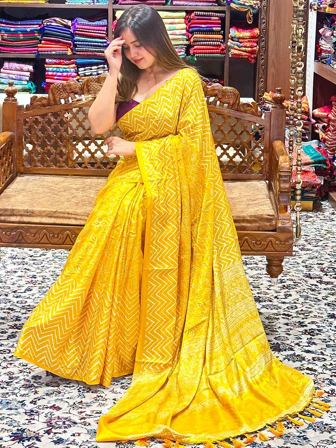 Exclusive Manipuri Silk Saree with Foil Print by My Store