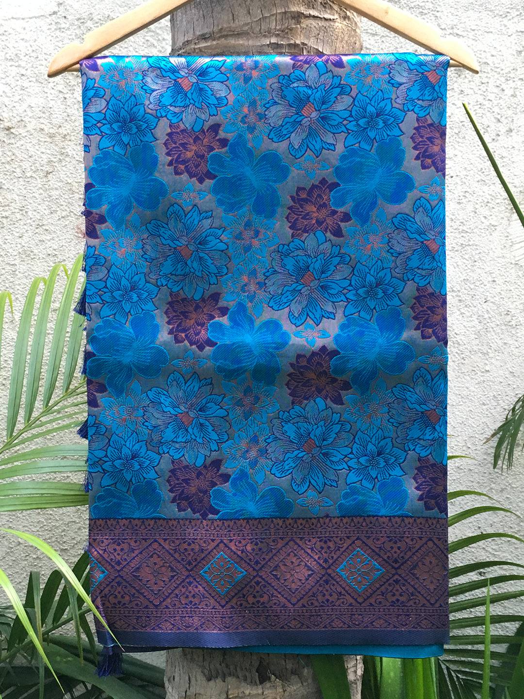 Royal Blue Soft Silk Butta Weaving Saree by My Store