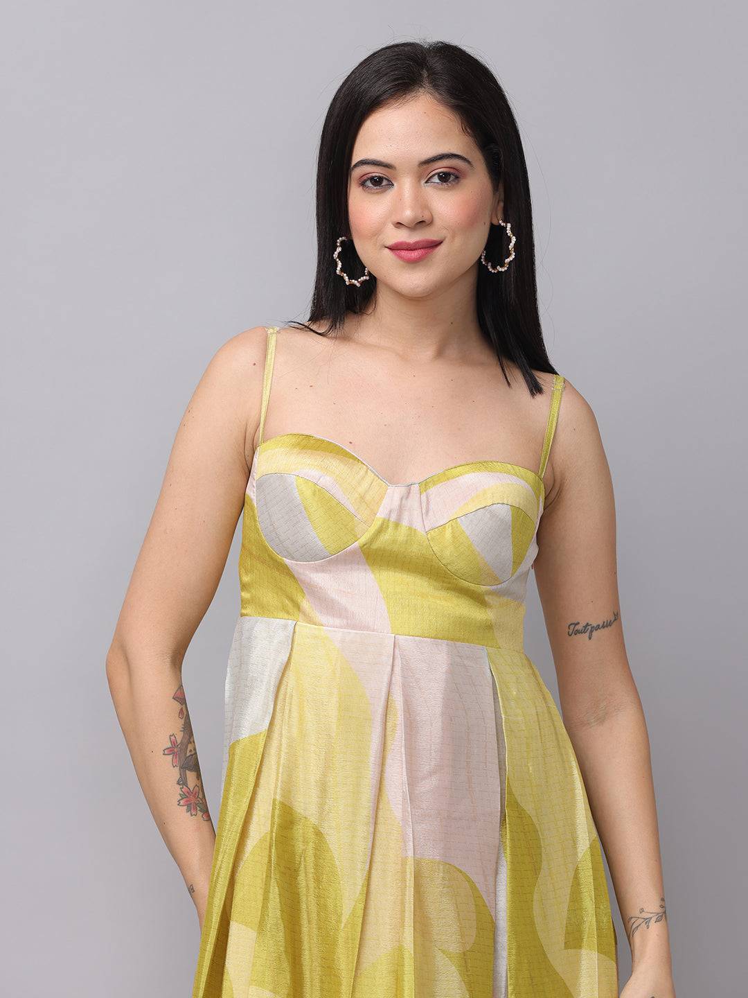 Spring Green Abstract Print Dress by My Store