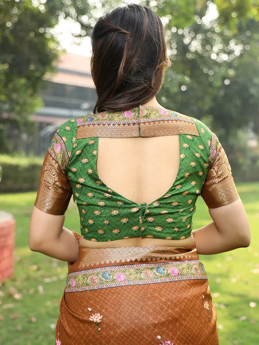 Brown Colour Pure Viscose Dola Silk Saree with Pichwai Kalamkari Print - Luxe by My Store
