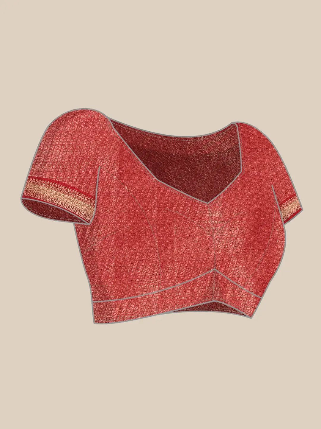 Red Colour Digital Floral Print Pattu Banarasi Silk Saree by My Store