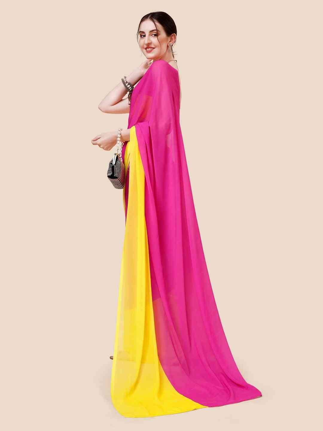 Stylish Rani Colour Ombre Poly Georgette Saree by My Store