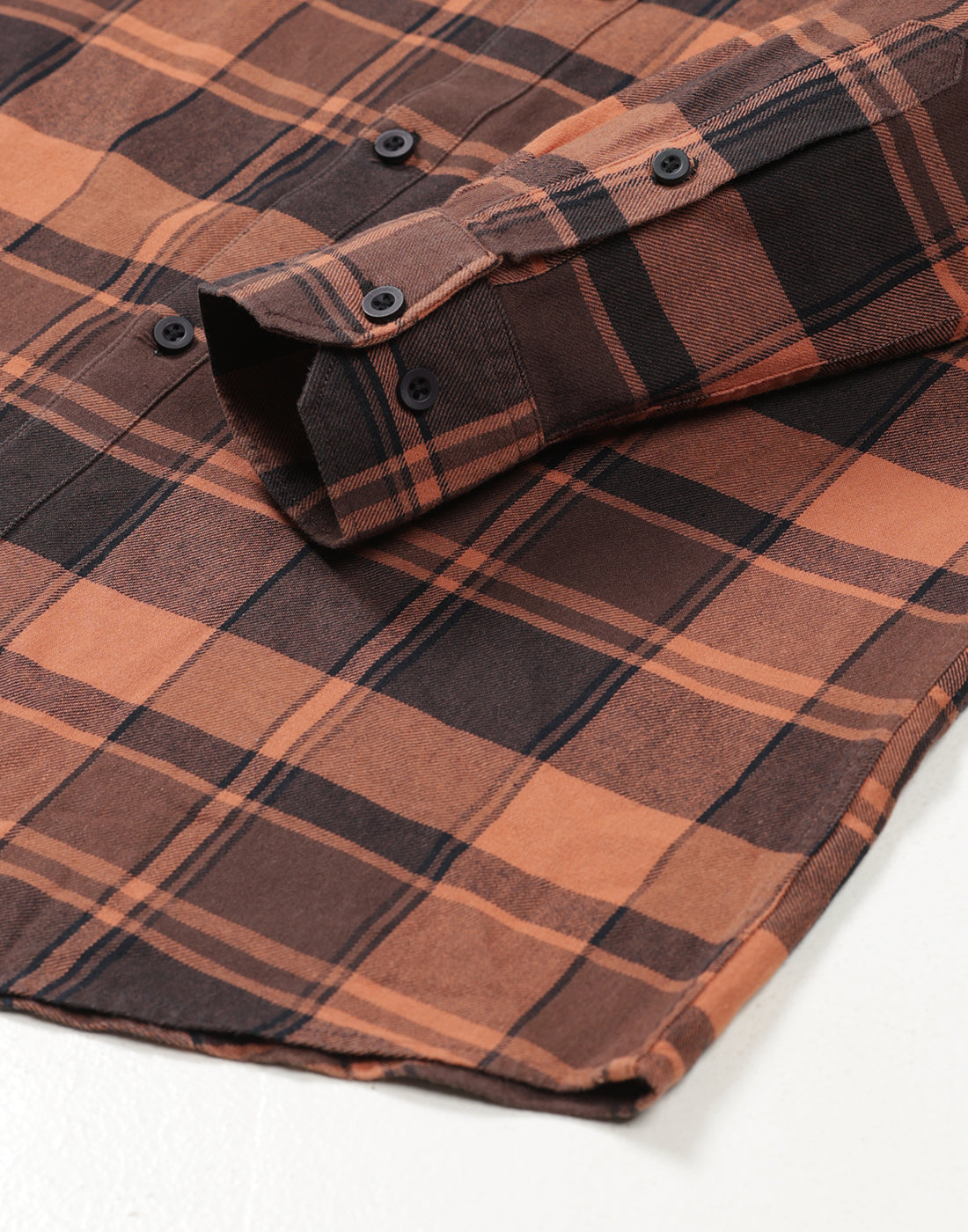 Uri Orange Checked Regular Fit Flannel Cotton Casual Shirt